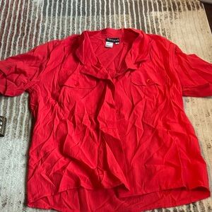 Notations Red Button-Up Blouse